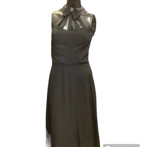 Vintage A.J. Barry Cage Cocktail Dress Rhinestone Neck Accent